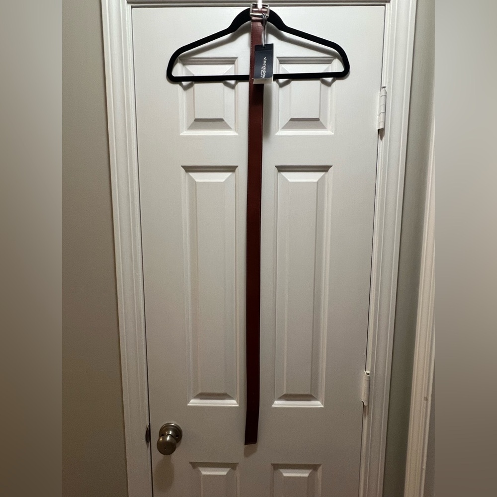 Men’s Vineyard Vines NWT Reversible Leather & Webbing Blue & Brown Stripe Belt - Picture 3 of 6